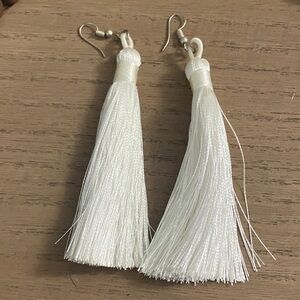 New York & Company White Tassel Earrings